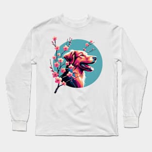 Joyful Hamiltonstovare with Spring Cherry Blossoms Long Sleeve T-Shirt